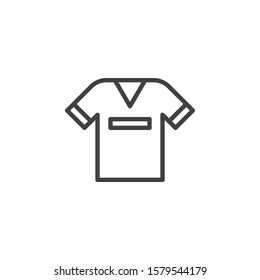 Soccer Team T-shirt Line Icon. Linear Style Sign For Mobile Concept And Web Design. Football Uniform Outline Vector Icon. Symbol, Logo Illustration. Vector Graphics