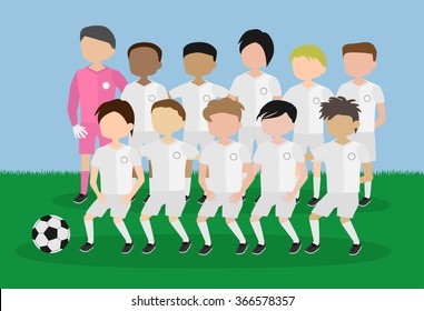 soccer team white uniform cartoon vector
