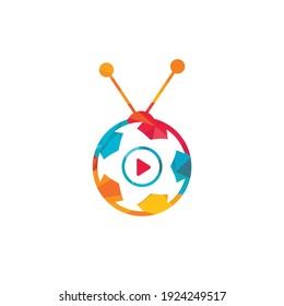 Soccer television vector logo design template. Football tv icon logo.