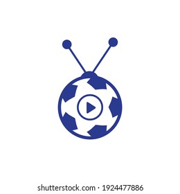 Soccer television vector logo design template. Football tv icon logo.