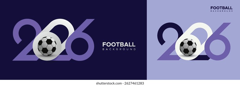 Soccer template design concept in 2026 with unique logo typography combination. Football background concept in 2026