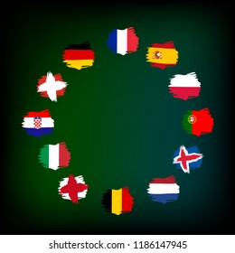 Soccer template design with flags different countries. Vector illustration for print, web, poster, banner.