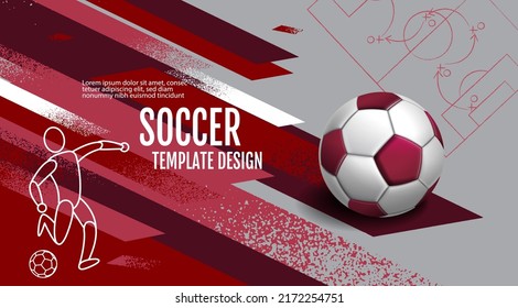 Diseño de plantilla de fútbol, Banner de fútbol, Diseño deportivo, ilustración vectorial