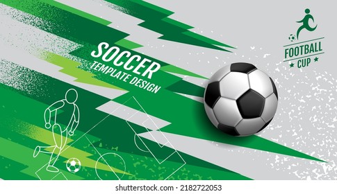 Diseño de plantilla de fútbol, Banner de fútbol, Diseño deportivo, ilustración vectorial