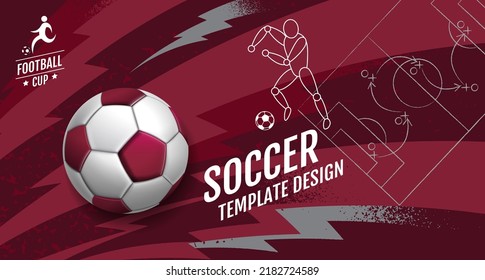 Diseño de plantilla de fútbol, Banner de fútbol, Diseño deportivo, ilustración vectorial