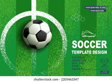 Diseño de plantilla de fútbol, Banner de fútbol, Diseño deportivo, Tema verde, ilustración vectorial