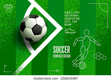 Soccer Template Design , Football Banner, Sport Layout Design, Green Theme, Vector Illustration