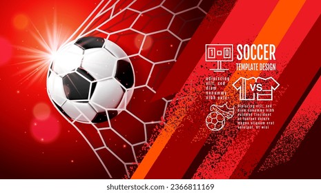 Soccer Template design , Football banner, Sport layout design, Red Theme, vector illustration