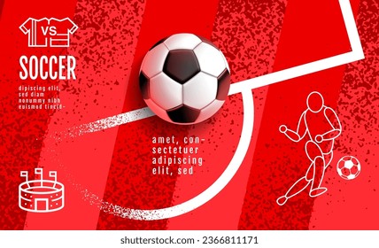Soccer Template design , Football banner, Sport layout design, Red Theme, vector illustration