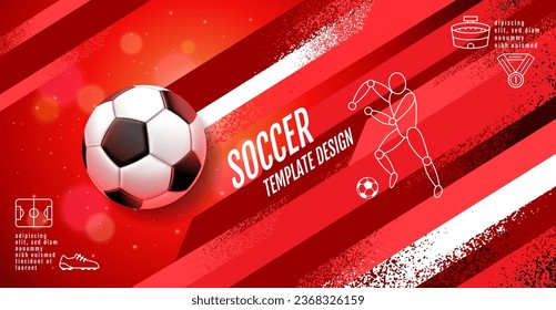 Soccer Template design , Football banner, Sport layout design, Red Theme, vector illustration