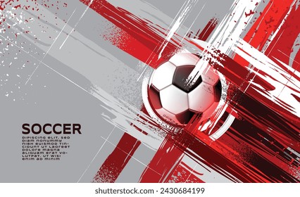 Diseño de plantilla de fútbol, Banner de fútbol, Diseño de diseño deportivo, Tema rojo, ilustración vectorial, fondo abstracto