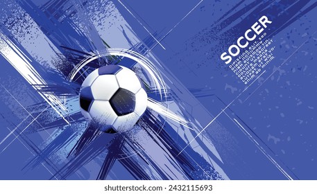 Diseño de plantilla de fútbol, Banner de fútbol, Diseño de diseño deportivo, Tema azul, ilustración vectorial