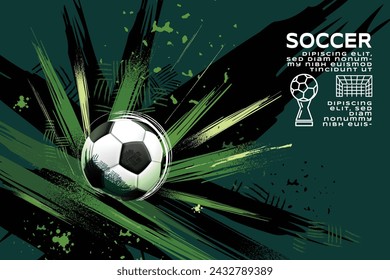 Fußball-Vorlage-Design , Fußball-Banner, Sport-Layout-Design, Skizze, Zeichnung, Vektor, abstrakter Hintergrund