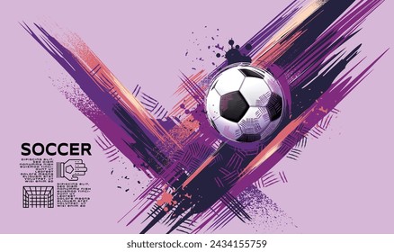 Soccer Template design , Football banner, Sport layout design, Sketch, Drawing, vector ,abstract background, purple