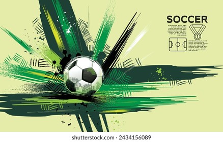 Soccer Template design , Football banner, Sport layout design, Sketch, Drawing, vector , abstract background  , green 