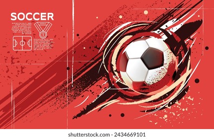 Soccer Template design , Football banner, Sport layout design, Sketch, Drawing, vector ,abstract background, red