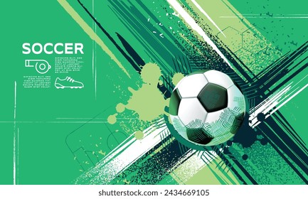 Soccer Template design , Football banner, Sport layout design, Sketch, Drawing, vector ,abstract background, green