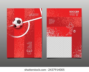 Diseño de plantilla de fútbol, Banner de fútbol, Diseño de diseño deportivo, Tema rojo, ilustración vectorial, fondo abstracto