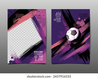 Soccer Template design , Football banner, Sport layout design, Purple Theme, vector ,abstract background