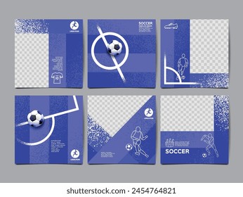 Fußball Vorlage Design, Fußball Banner, Sport Layout Design, Blau Thema, Vektorillustration