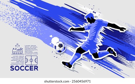 Soccer Template design , Football banner, Sport layout design, Blue Theme, vector illustration