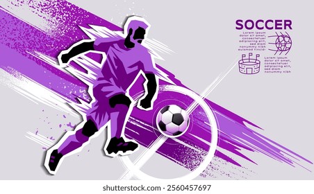 Soccer Template design , Football banner, Sport layout design, Purple Theme, vector ,abstract background