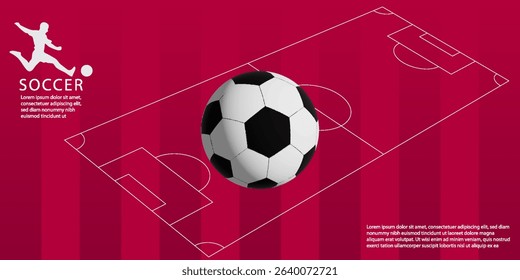 Soccer Template design , Football banner, Sport layout design, red Theme, vector