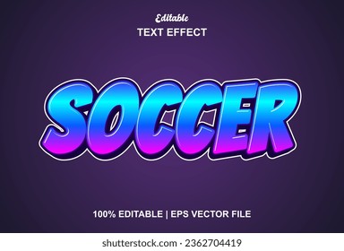 soccer text effect with blue graphic style and editable.