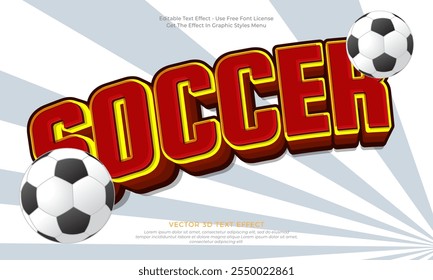 Efecto de texto de fútbol con estilo gráfico y editable