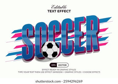 Soccer Text Effect Sport 3D Style. Editable Text Effect.