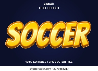 soccer text effect with yellow color and editable.