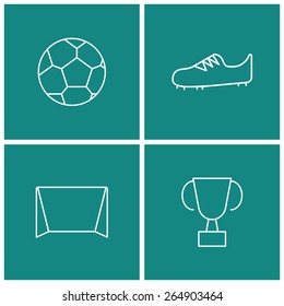 soccer thin line icon set