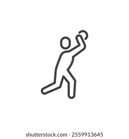 Soccer Throw-in line icon. linear style sign for mobile concept and web design. Soccer player throw-in outline vector icon. Symbol, logo illustration. Vector graphics