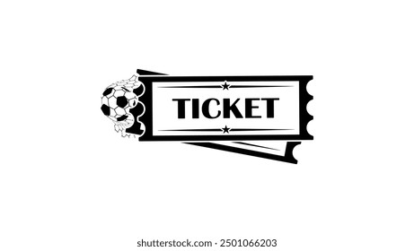 soccer ticket, black isolated silhouette