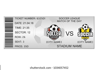 Soccer ticket design. Template for football stadium ticket. Vector illustration.