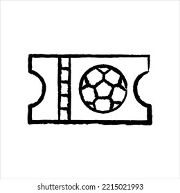 Soccer ticket hand-drawn icon vector graphic illustration