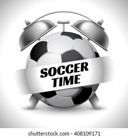 Soccer Time. Concept on Sport Football Theme. Time to Play Sports. Time to Watch Football. Time To Play Football. Vector Illustration. Isolated On White background.