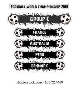 Soccer tournament 2018. Football championship group C. Vector illustration