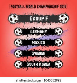 Soccer tournament 2018. Football championship group F. Vector illustration