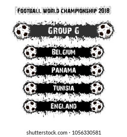 Soccer tournament 2018. Football championship group G. Vector illustration