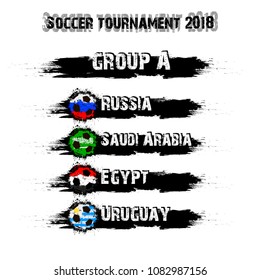 Soccer tournament 2018. Football championship group A. Vector illustration