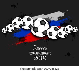 Soccer tournament 2018. Football logo template design. Vector illustration