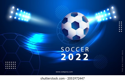 Soccer tournament 2022 light background. Sports template design for banner, poster, web. vector illustration