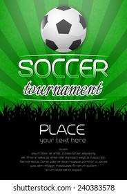 Soccer tournament background with ball/vector illustration