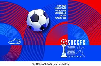 Soccer tournament, banner Template , Football Match , layout design vector, America flag