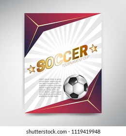 Soccer Tournament Cup poster on red background with ball