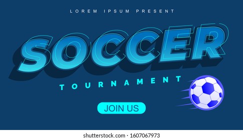 soccer tournament flat text effect design vector, broken lines effect theme, bold and modern style, sport banner or poster element conceptual