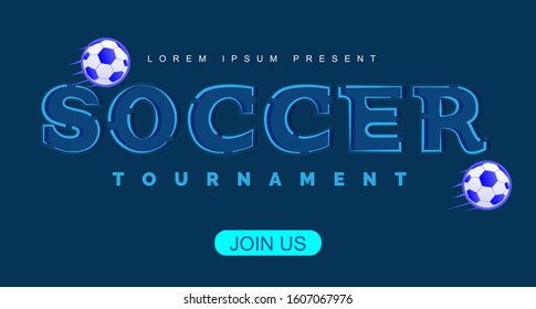 soccer tournament flat text effect design vector, broken lines effect theme, bold and modern style, sport banner or poster element conceptual