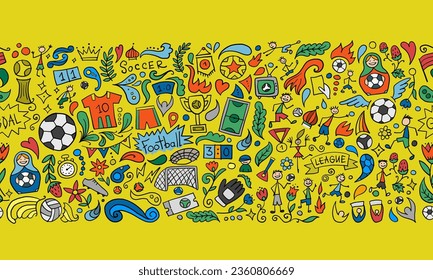 Soccer tournament, football league team international championship. Childish style seamless pattern background for your design. Vector illustration