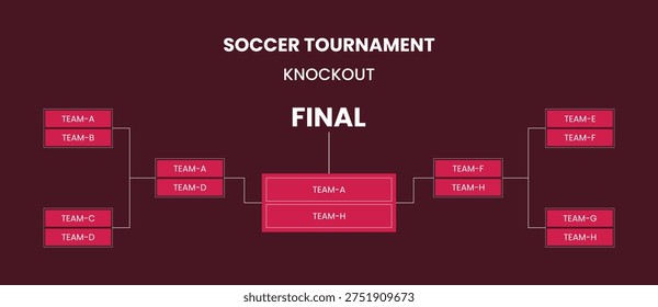 Soccer tournament knockout bracket template for international football championship.